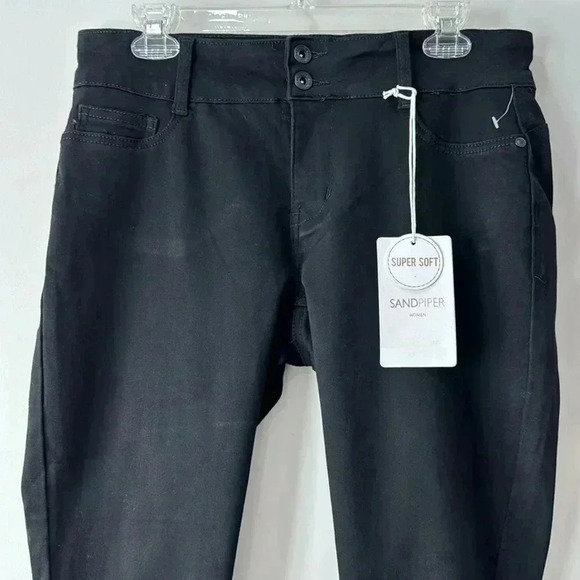 Sandpiper Women’s Black Five Pocket Stretch Straight Leg Pants Size 14 - Picture 2 of 14